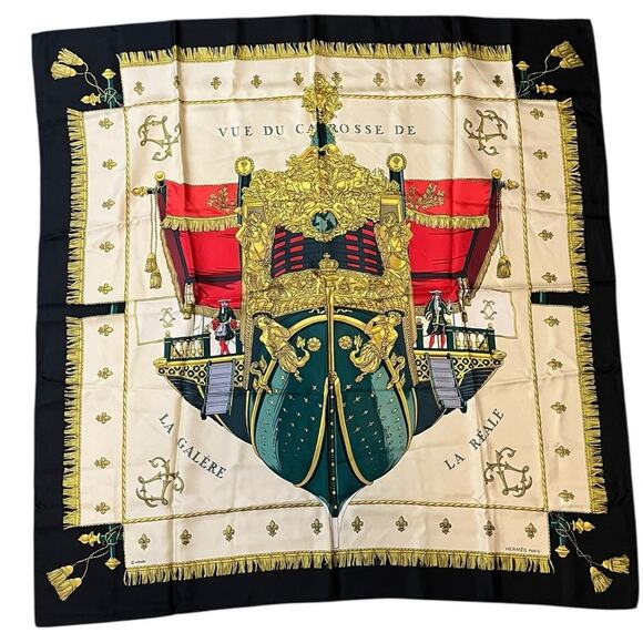 Hermes Vue du Carrosse de la Galère La Réale 90cm 100% silk scarf - Picture 1 of 7